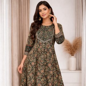 Reyon long one Piece with mirror work on yok