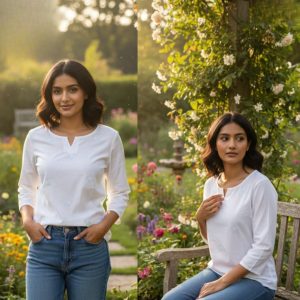Short Top Elephant Print Pure Cotton
