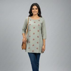 Short Top Pestal Green Pure Cotton