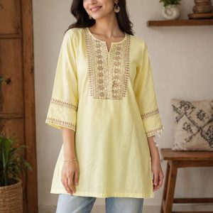 Reyon Short Kurta with Bell Sleeves