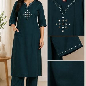 Turquoise Blue Pure Cotton 2 Piece