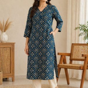 Pure Cotton Kurta with bandhani print