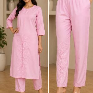 Kurti Pant Lukhnawi work (Streachable fabric)