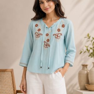 Reyon Fabric with Thread Work