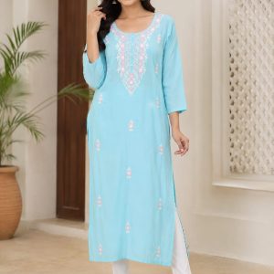 Shiffon Long Kurti with Front Work
