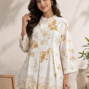 Short Top with Soft Fabric with Mustard thread work